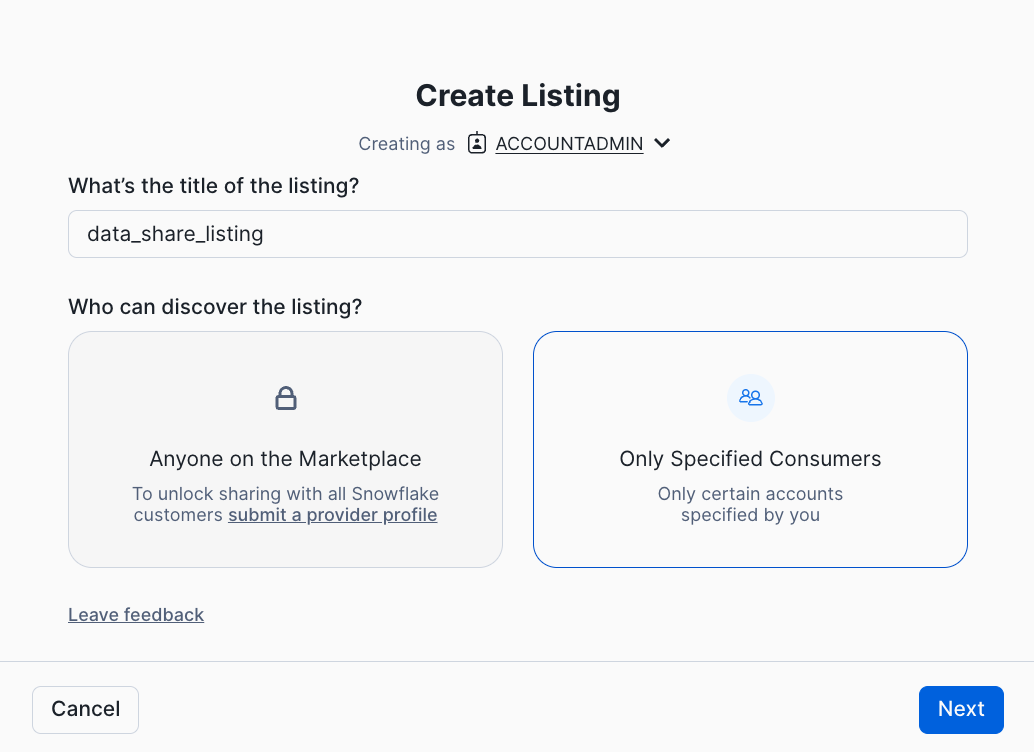 data share listing
